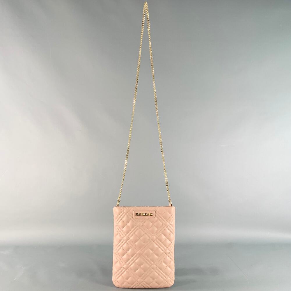 LOVE MOSCHINO Pink Quilted Leather Chain Crossbody Handbag